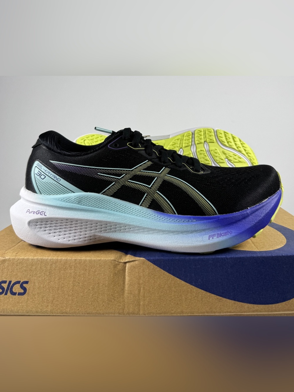 Size 6 - ASICS GEL-KAYANO 30 Women's Black/Glow Yellow 1012B357-003